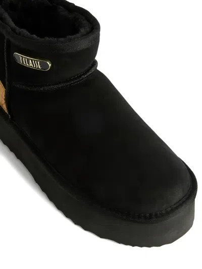 Alviero Martini 1° Classe Platform Map-detail Boots In Black