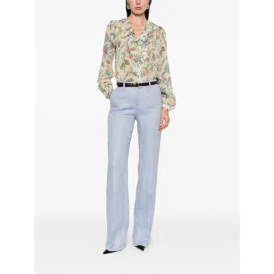 Etro Ruffled Floral Top In Multi