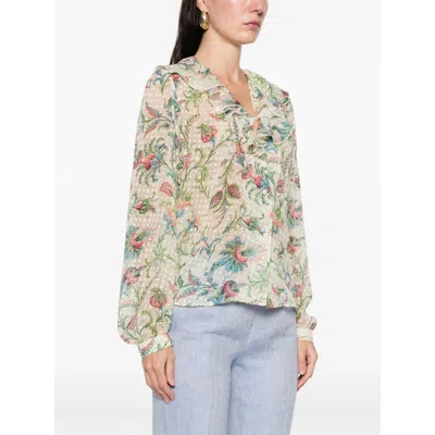 Etro Ruffled Floral Top In Multi