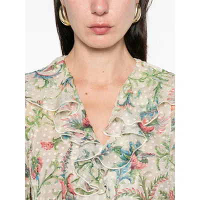 Etro Ruffled Floral Top In Multi