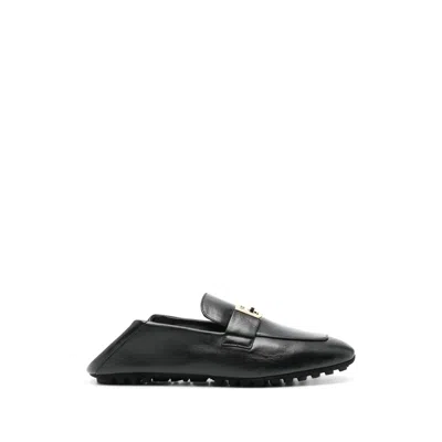 Fendi Baguette Folded Heel Leather Loafer In Black