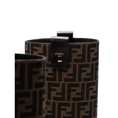 Fendi Leather Knee High Boots In Black