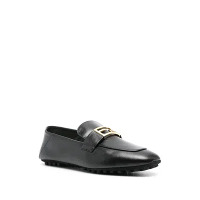 Fendi Baguette Folded Heel Leather Loafer In Black