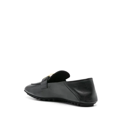 Fendi Baguette Folded Heel Leather Loafer In Black