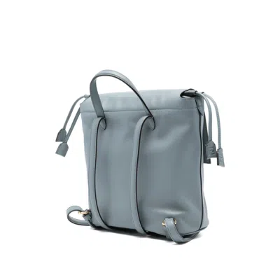 Fendi Leather Backpack Adjustable Straps Drawstring Top Handle In Blue