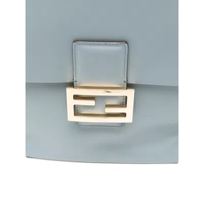 Fendi Leather Backpack Adjustable Straps Drawstring Top Handle In Blue