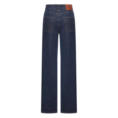 Fendi High-waisted And Straight Leg Five-pocket Jeans Clothing In Blue