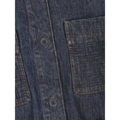 Fendi Go-to Denim Shirt Jacket With Quilted Ff Motif Clothing In Blue