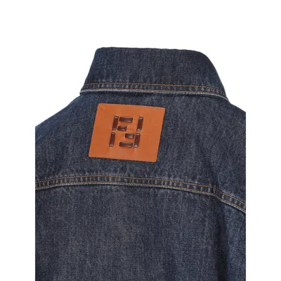 Fendi Go-to Denim Shirt Jacket With Quilted Ff Motif Clothing In Blue