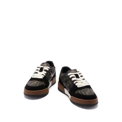 Fendi Match Ff Jacquard Low-top Sneakers In Brown