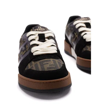 Fendi Match Ff Jacquard Low-top Sneakers In Brown