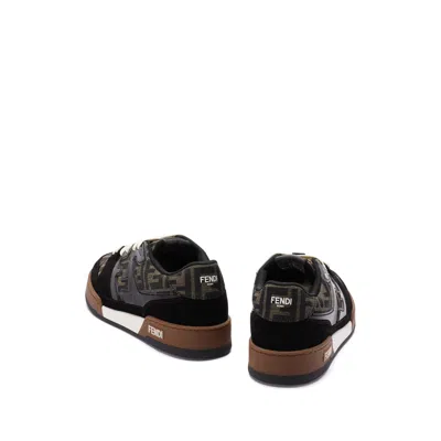 Fendi Match Ff Jacquard Low-top Sneakers In Brown