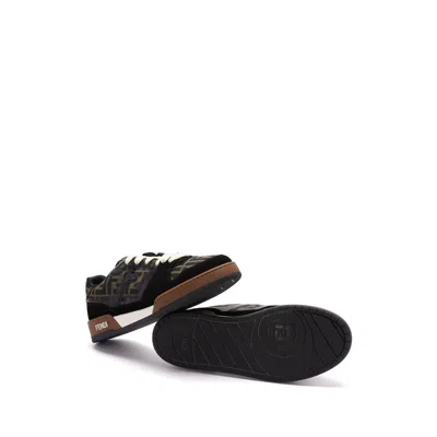 Fendi Match Ff Jacquard Low-top Sneakers In Brown