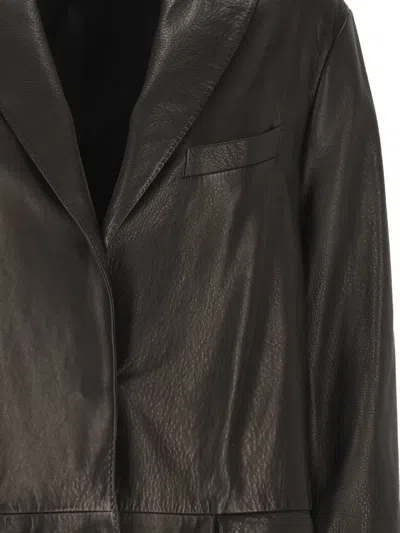 Lorena Antoniazzi Leather Single-breasted Coat In Black