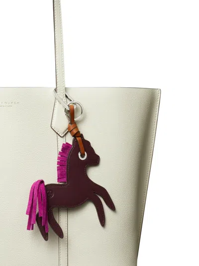 Tory Burch Leather Horse Bag Charm In Brown