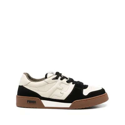 Fendi Match Leather And Suede Sneakers In Multi