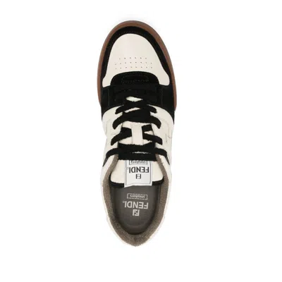 Fendi Match Leather And Suede Sneakers In Multi