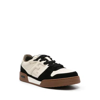 Fendi Match Leather And Suede Sneakers In Multi