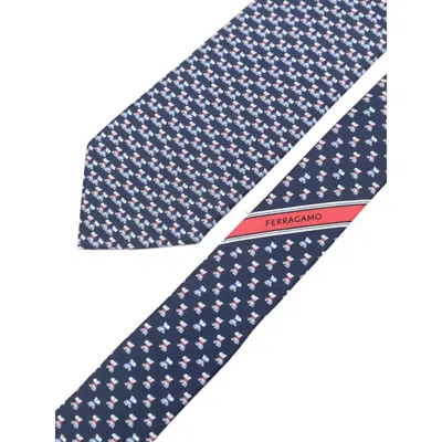 Ferragamo Terrier-print Silk Tie In Blue