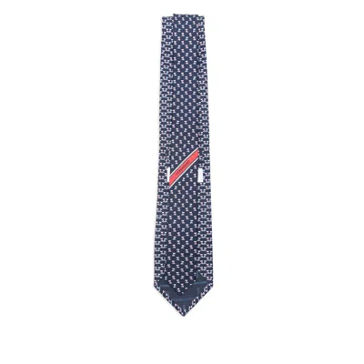 Ferragamo Terrier-print Silk Tie In Blue