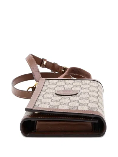 Pre-owned Gucci Interlocking G Patch Top Handle Convertible Wallet Gg Coated Canvas Satchel In Brown