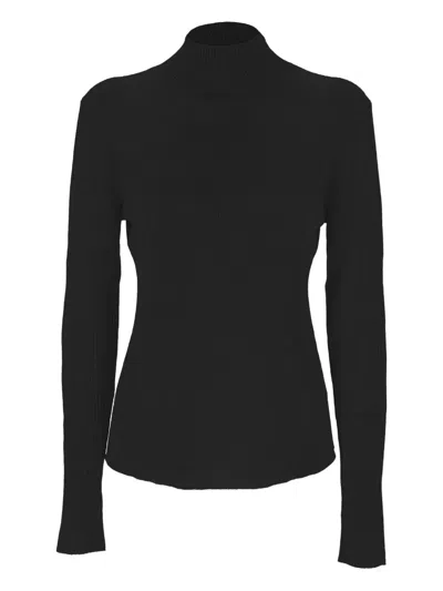 Hemisphere Ribbed Black Sweater In Black