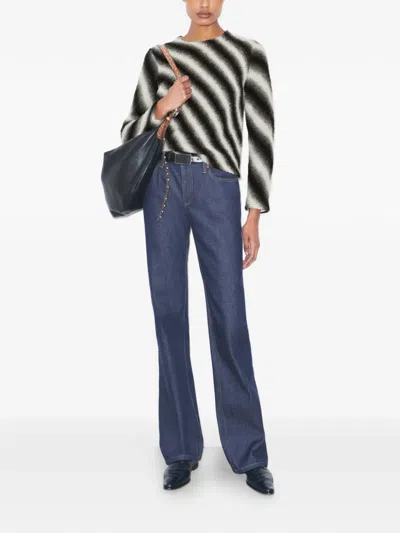 Tory Burch Striped Sweater In Black