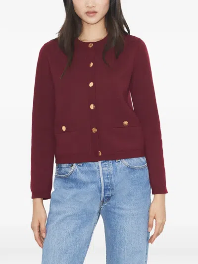 Tory Burch Kendra Pockets Button Cardigan In Red