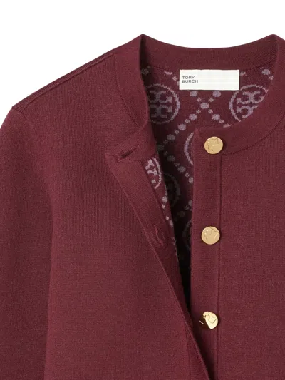 Tory Burch Kendra Pockets Button Cardigan In Red
