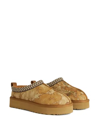 Alviero Martini 1° Classe Geo Print Platform Mules In Brown