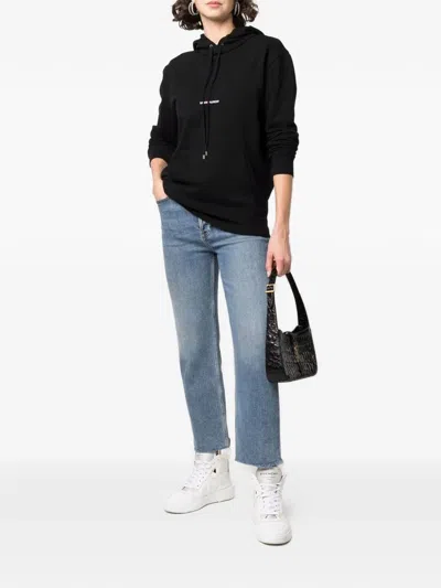 Saint Laurent Logo-print Drawstring Hoodie In Black