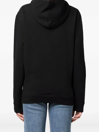 Saint Laurent Logo-print Drawstring Hoodie In Black