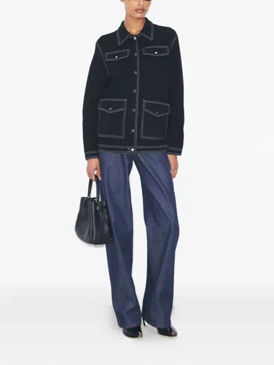 Tory Burch Topstitch Jacket In Black