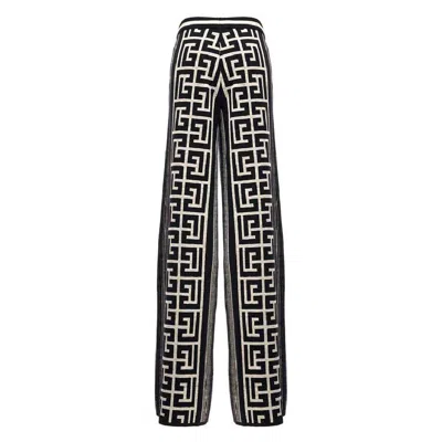 Balmain Monogram Drawstring Sweatpants In Black