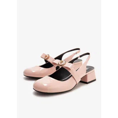Versace Gianni Ribbon Patent 35 Slingback Pumps In Pink
