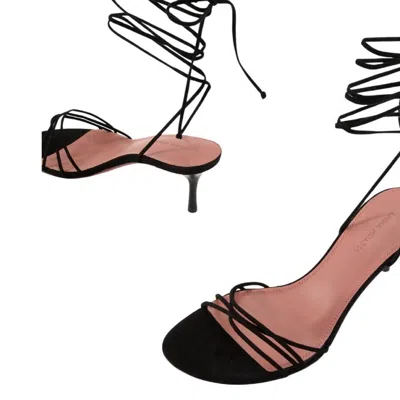 Amina Muaddi Lori Lace Up 60 Sandals In Black
