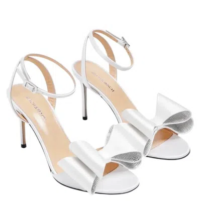 Mach&mach Mach E Mach Satin Le Cadeau Sandals With Double Bow In White