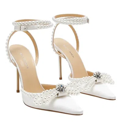 Mach&mach Mach & Mach Bow Embellished Pointed Toe Pumps In White