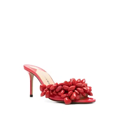 Mach&mach Red Puffy Heart Patent Mules In Red