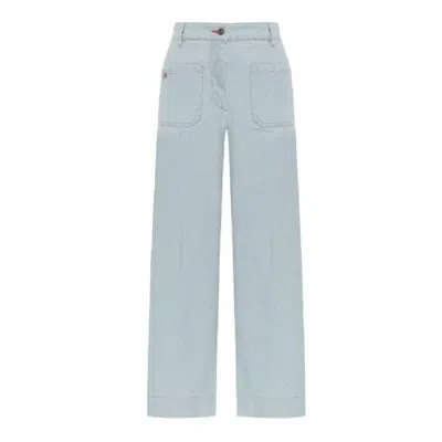 Victoria Beckham Alina Cotton Denim Jeans In Blue