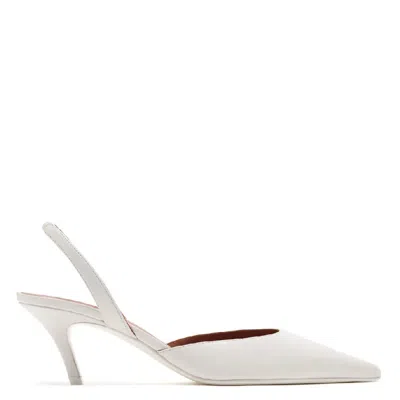 Amina Muaddi Sofia Sling Leather Pumps In White