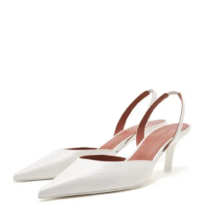 Amina Muaddi Sofia Sling Leather Pumps In White
