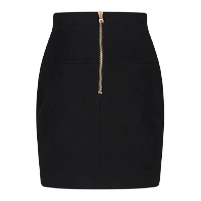 Balmain Button Embellished Mini Skirt In Black