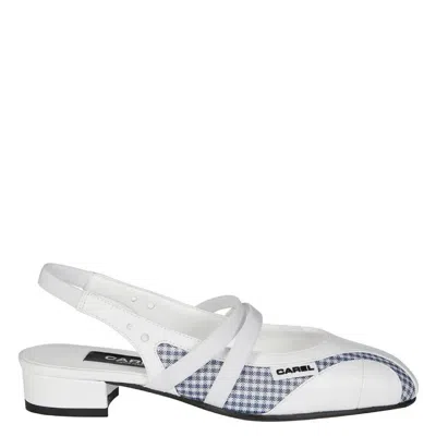 Carel Peachy Gingham Detail Slingbacks In White