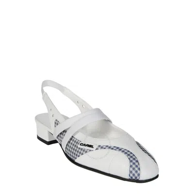 Carel Peachy Gingham Detail Slingbacks In White