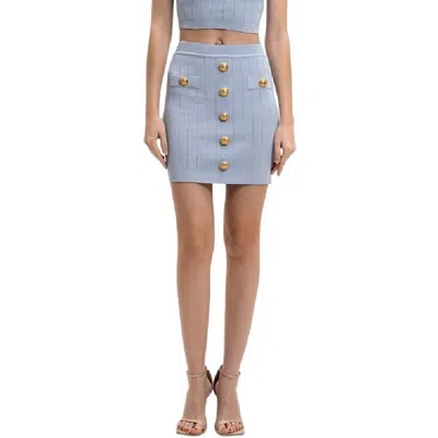 Balmain Button Embellished Mini Skirt In Blue
