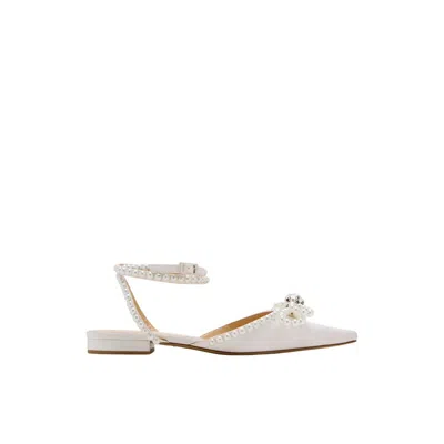 Mach&mach Mach & Mach Pointed Toe Ballet Flats In White