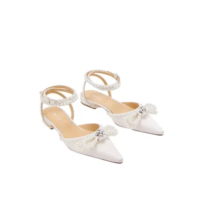 Mach&mach Mach & Mach Pointed Toe Ballet Flats In White