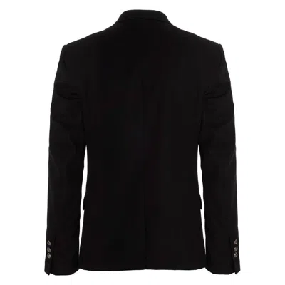 Balmain Double Breasted Tailored Wool Jacket In Black