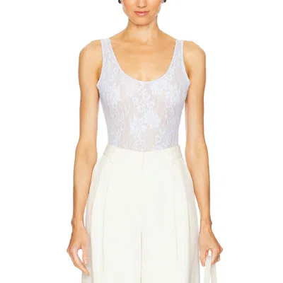 Zimmermann Lace Scoop Bodysuit In Blue